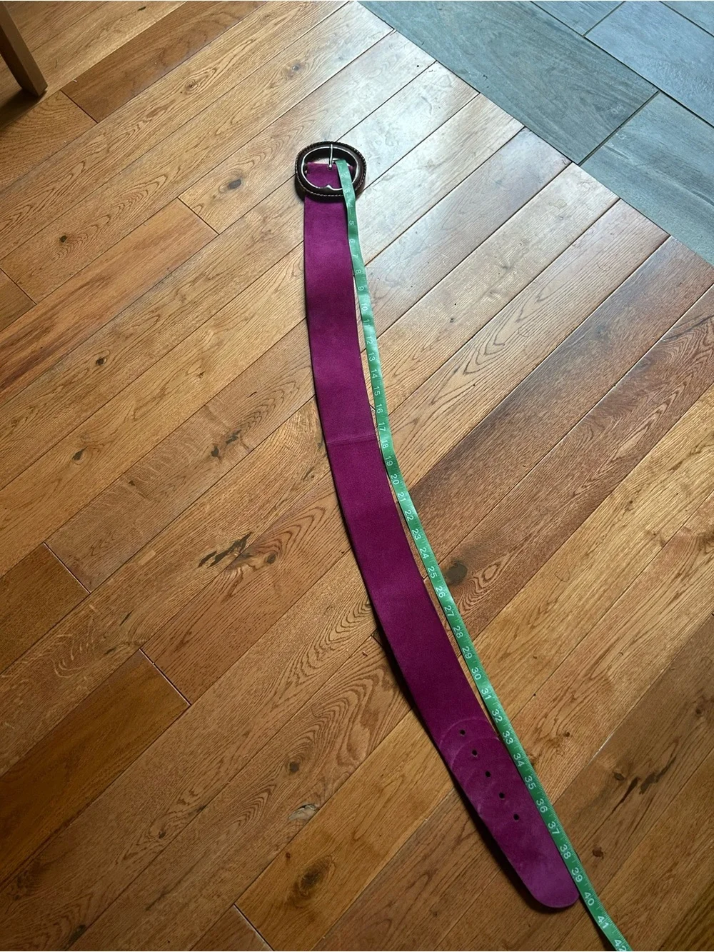 Ralph Lauren Suede Belt in Fuchsia with Braided Wooden Buckle 🤩 😍🔥